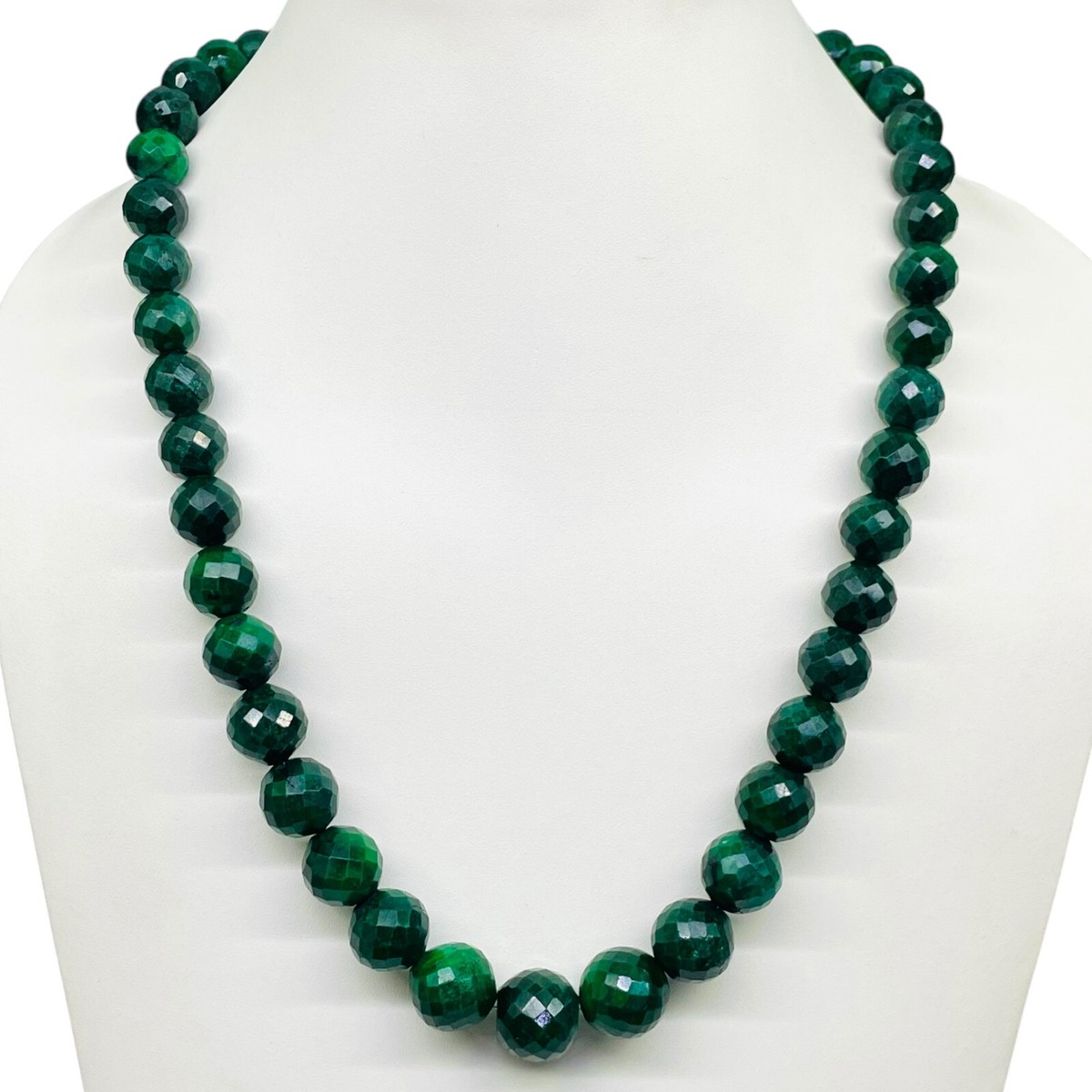 Single Strand Natural Green Sapphire Necklace 10-15mm Facetted