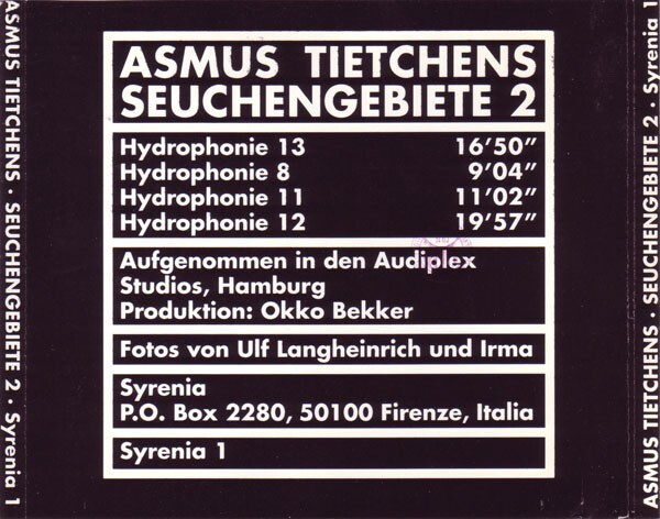 Asmus Tietchens – Seuchengebiete 2 / Syrenia Records CD 1991 RAR 
