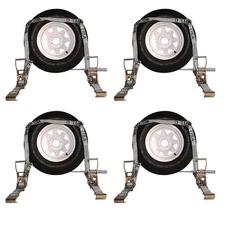 Rail Hook Tie Down Basket Tire Straps Ratchet Assembly Complete Set Silver