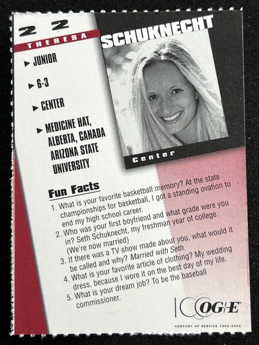 2001-02 Theresa Schuknecht Signed Oklahoma Sooners Women's Basketball Card - Picture 2 of 2