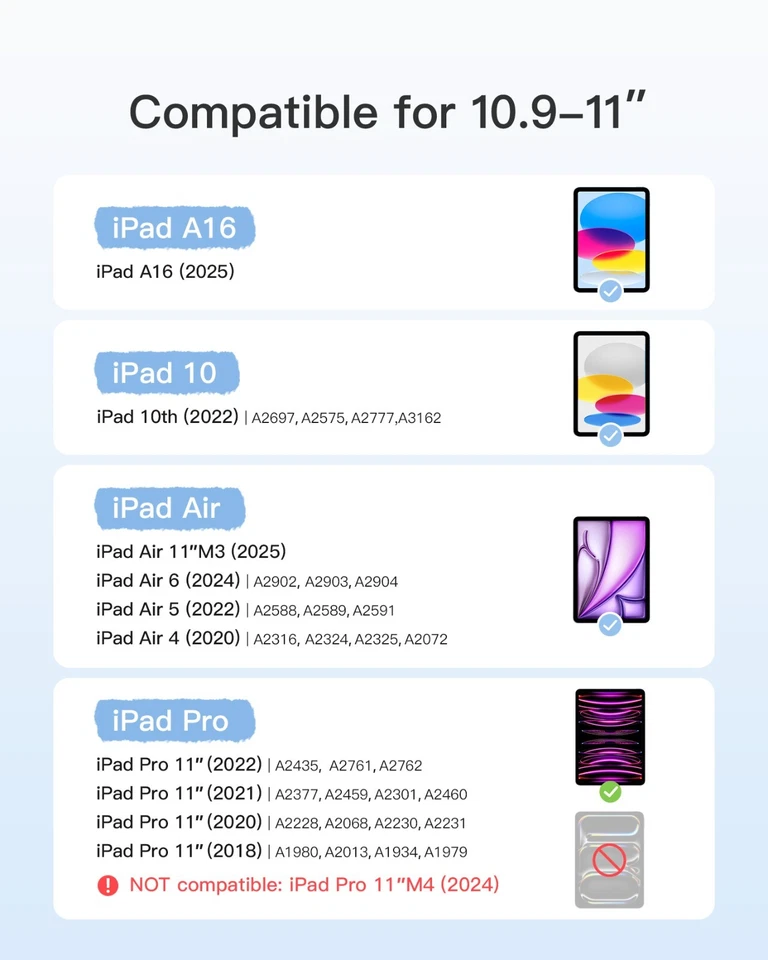 Inateck Keyboard Case Touchpad Detachable iPad 11 Gen A16,iPad 10,Air 7/6,Pro 11 - Image 2 of 4