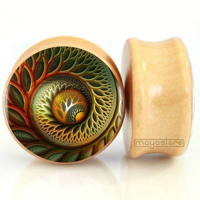 6MM-25MM HOLZ OHR PLUG WIRBEL TORNADO SNAKE SHABBY RETRO PIERCING WOOD TUNNEL