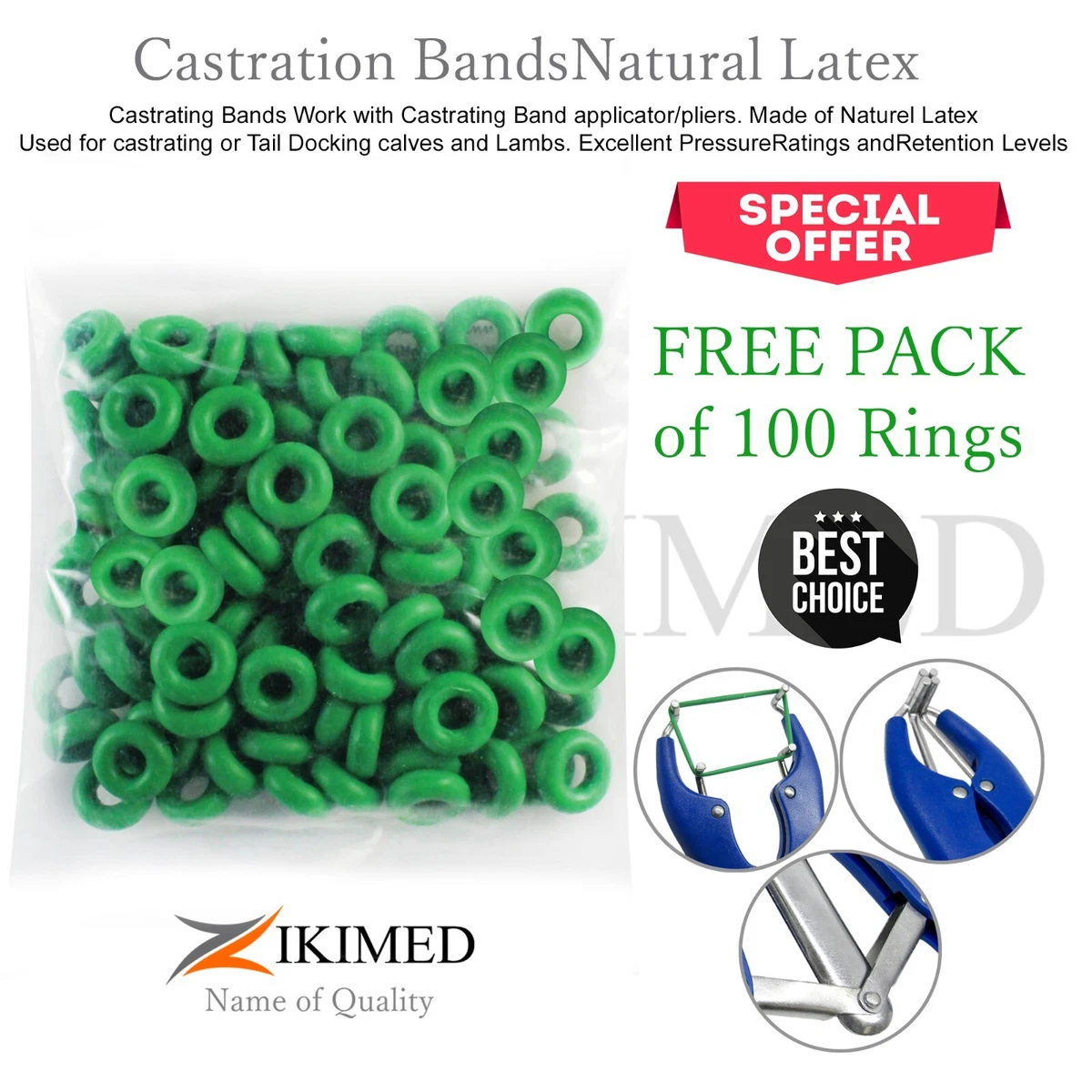 Elastic Bands for Elastrator Castration or Tail Docker 100 in Pack Only