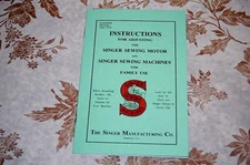 Rare Instruction Manual. Adjusting Motor on Singer Machines 15 66 99 185 201 221