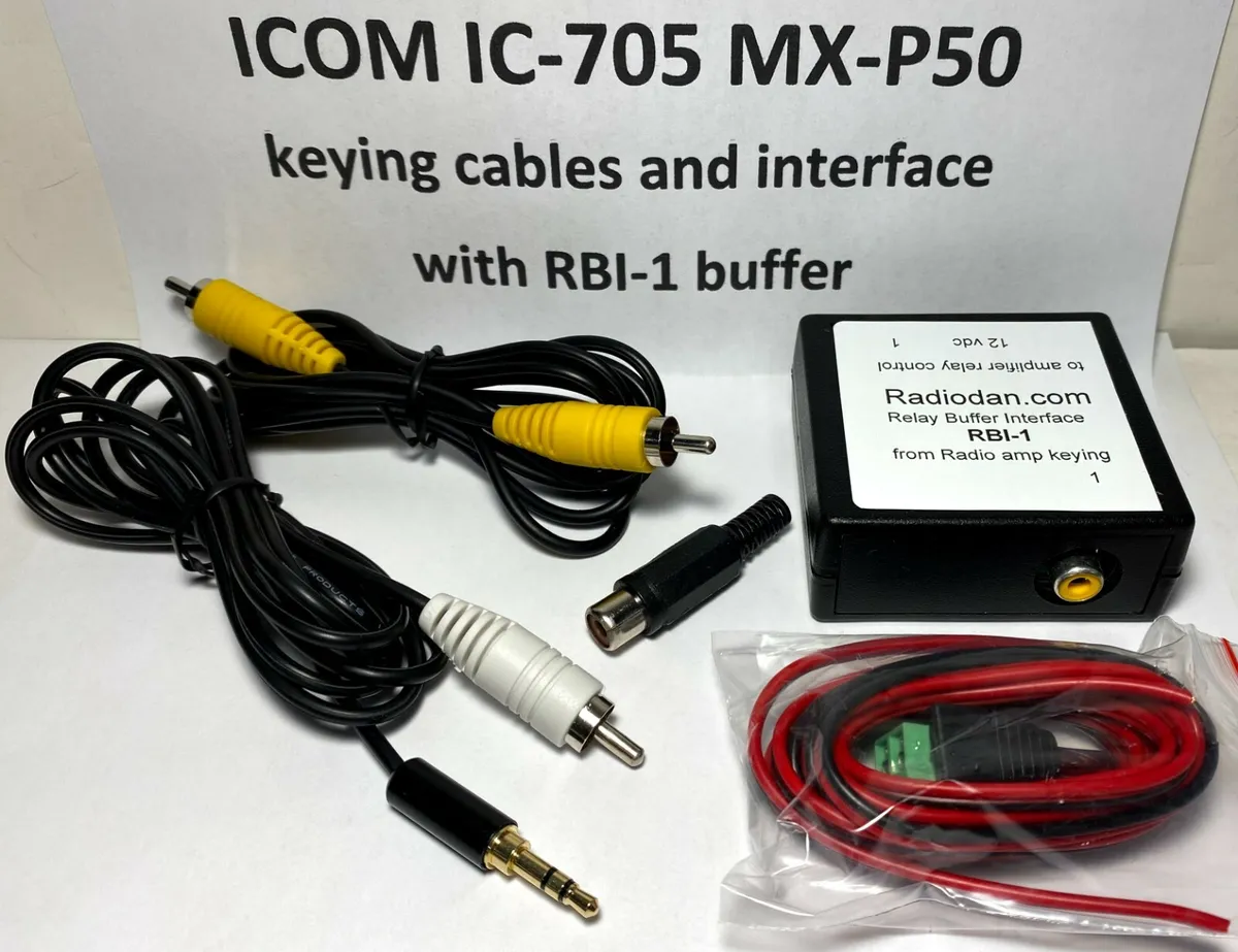 ICOM IC-705 to MX-P50 A/M amplifier keying cable w/ RBI-1 BUFFERED