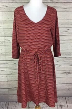 Collective Concepts Women’s Blue Orange Geo Tie Waist Blouson Dress Size L