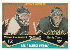 2001-02 Topps Heritage - #129 Marty Turco-Roman Cechmanek League Leaders