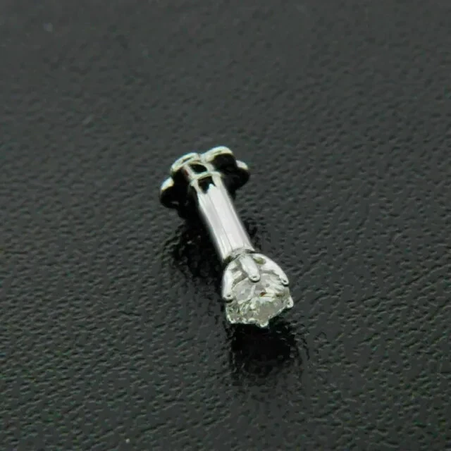 Pin de nariz redondo de diamante creado en laboratorio de 2,5 mm para mujer con chapado en oro blanco real de 14 K Foto 2 de 4