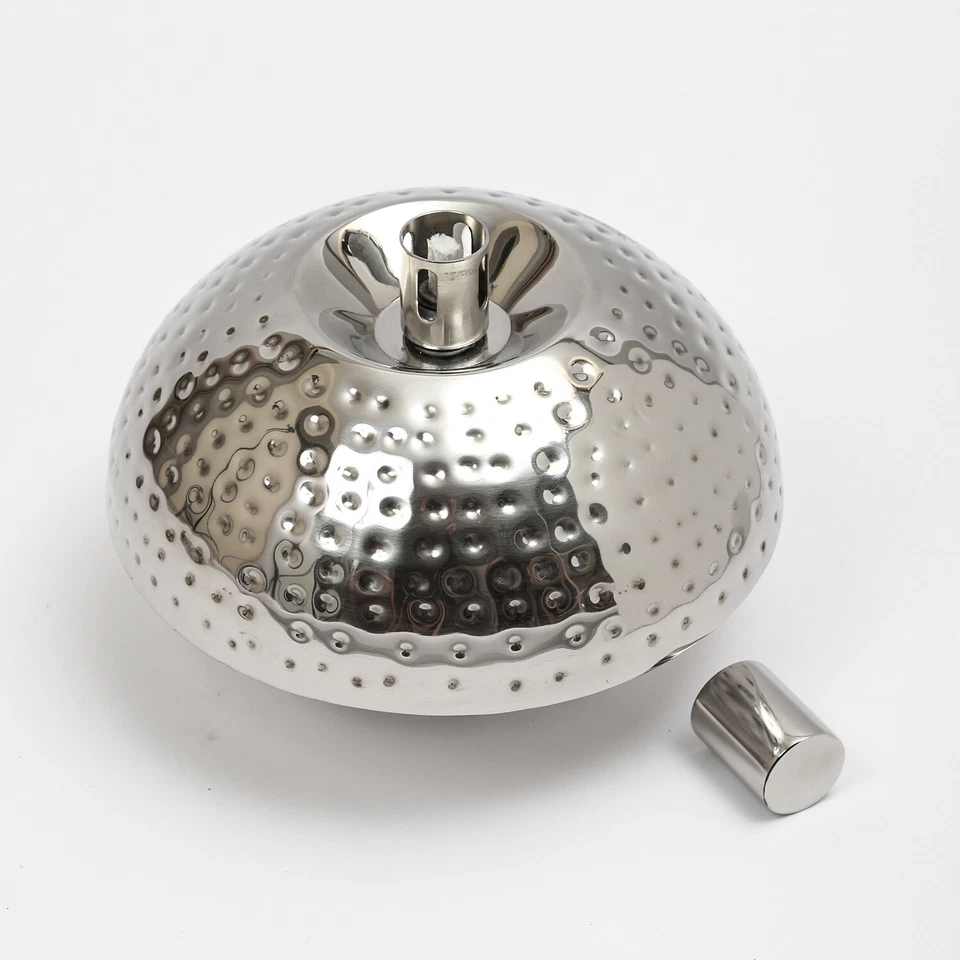 Tischfackel Gartenfackel Ölllampe D: 23cm für Lampenöl Edelstahl grob gehämmert - Bild 2 von 3