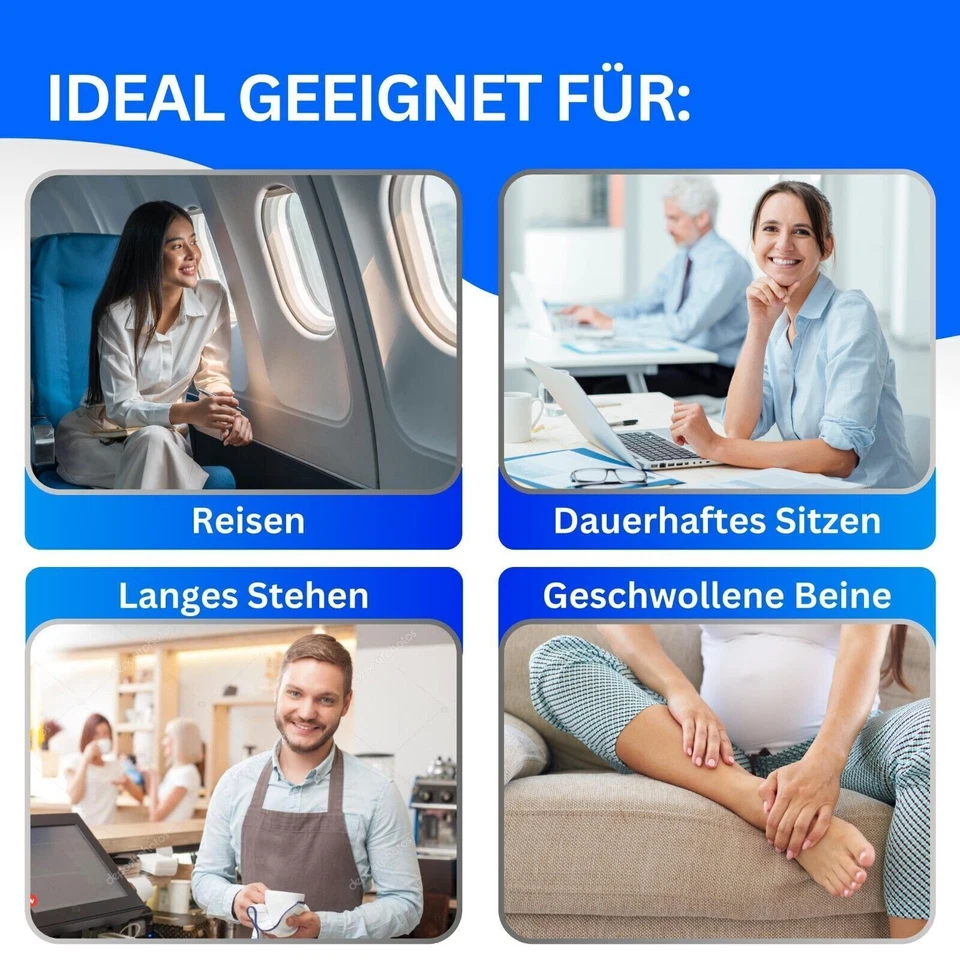 2 Paar Stützstrümpfe (65% Baumwolle) Reise Strümpfe mit Kompression Damen Herren - Bild 4 von 4