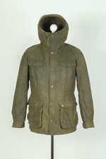 -Men's Barbour Brindle Tartan Hooded Wax Olive Jacket Parka Size S