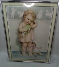 VTG. Bessie Pease Gutmann Love Is Blind Lithograph Framed, 11x14