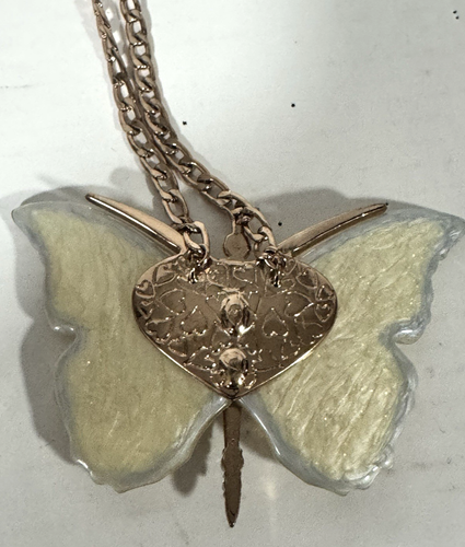 Pendant Statement Necklace Flutterbye Betsey Johnson Huge Butterfly Moth - Picture 6 of 9