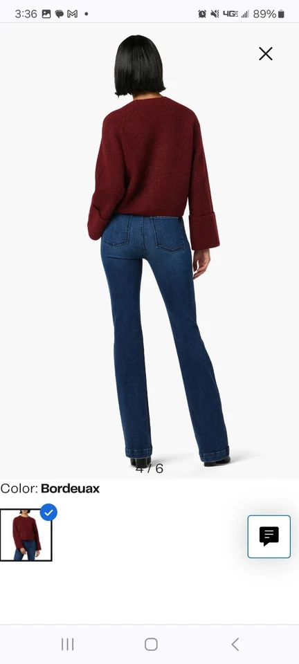 全新带标签 L 码 Joe's The Rey 罗纹毛衣波尔多 — 第 3/4 张图片