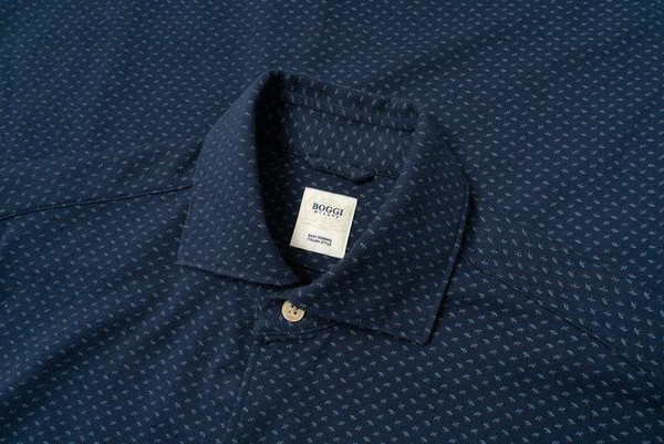 Men Boggi Milano Shirt Navy Cotton 36 / S / 44 #313D