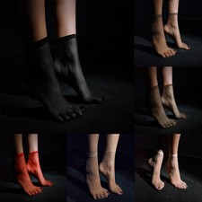 Femmes Sexy Chaussettes Pur Solide Transparent Ultra-Fin 3 Paires Chevillère