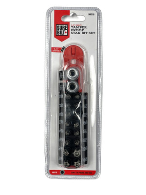 SUREBILT Tamper Proof Star Torx Bit Set 18pc 98018 3/8'' Drive and 1/4'' Hex