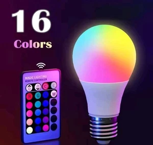 16-Color RGB LED Bulb E27 220V Dimmable with 24-Key Remote Smart Lamp Home Light