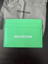 Balenciaga Grained Calfskin Logo Cash Card Holder Green White