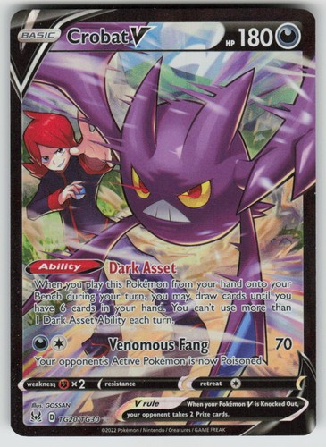 Crobat V TG20/TG30 Holo Ultra Rare Lost Origin Trainer Gallery Pokemon NM