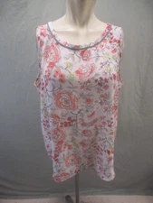 Loft Size L Womens Multicolor Floral Sleeveless Round Neck Casual Beauty Top 515