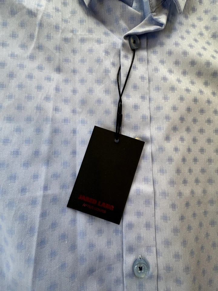 Jared Lang Shirt Mens XL Light Blue Geometric Pattern Long Sleeve Button Up - Image 3 of 4