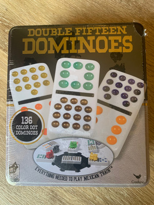NEW~SEALED~DOUBLE FIFTEEN DOMINOES~136 PCS.~MEXICAN TRAIN GAME~ITEM # 9515C