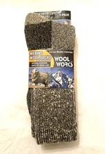 Wool Works MERINO Winter CREW Thermal SOCKS men's 10-13