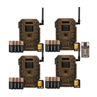 Muddy Outdoors Mitigator 3.0 Combo Cellular Trail Camera (4-Pack) with Accs