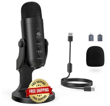 Microfono Condensador De Estudio Profesional Para PC Youtubers Podcast Negro NEW