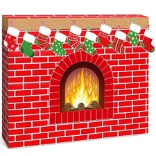 47 Pcs 3D Christmas Cardboard Fireplace 39 X35 Inch DIY Christmas Artificial ...