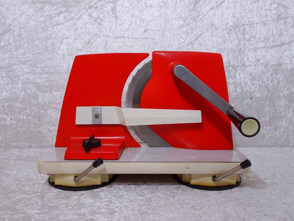 DDR Design manuelle Brotschneidemaschine - Vintage um 1970 - Rot weiß - Bild 2 von 4