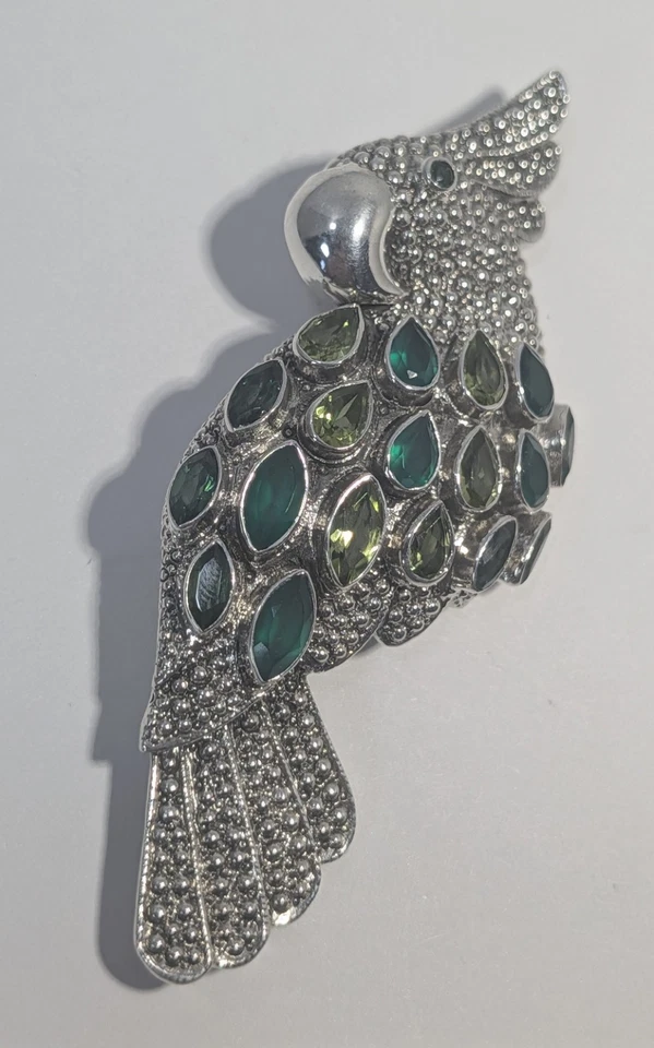 ** (NOS) Broche/colgante Nicky Butler plata 925 verde calcedonia loro AP-33 Foto 2 de 4