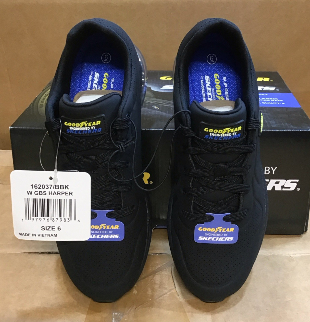 Skechers Goodyear GBS Harper All Black Slip Resistent Shoes Womens image 3