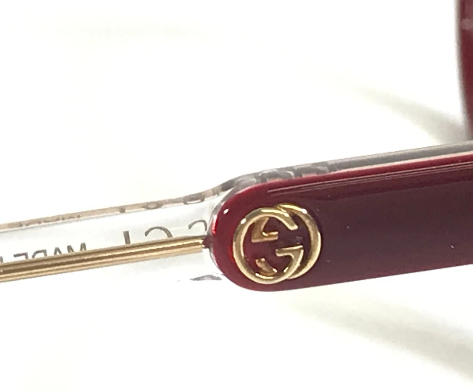 Monturas para gafas Gucci GG0485O 004 rojo borgoña oro transparente redondas 52-20-145 Foto 4 de 4