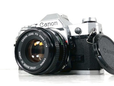 [Exc+4] Canon AE-1 SLR 35mm Film Camera Body + NFD 50mm f/1.8 Lens from JAPAN