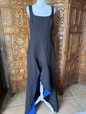 BCBG MAXAZRIA Black And Blue Crepe Gown With Hi-Low Cascading Front Hem NWT 10