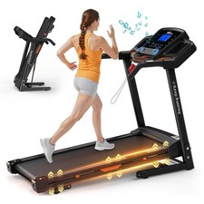 Pemberly Row 3.5HP Orange Folding Treadmill with Incline  APP Control for Home