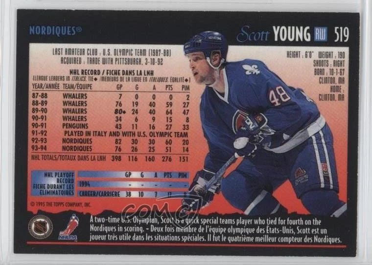 1994-95 O-Pee-Chee Premier Scott Young #519 - Image 2 of 2