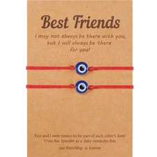 2 Pcs Evil Eye Bracelets for Women Men Handmade Kabbalah Good Luck Red String Br