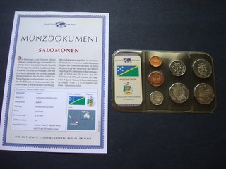 TOP Salomonen Kursmünzensatz im Plastikfolder Zertifikat! Das Geld der Welt! M