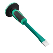 Masonry Chisel With Hand Guard, 12 inches Heavy Duty Flat End Rock Concrete M...