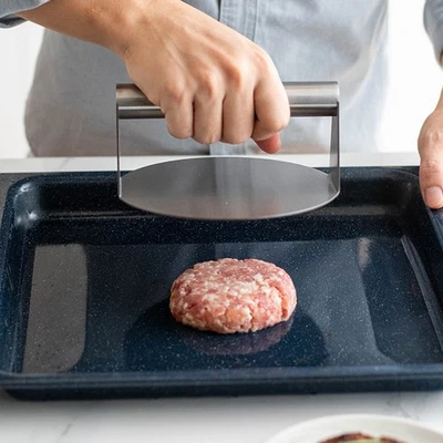 2 Stück Hamburgerpresse aus Edelstahl, rund, eckig, Burgerpresse für Specksteak - Bild 1 von 4