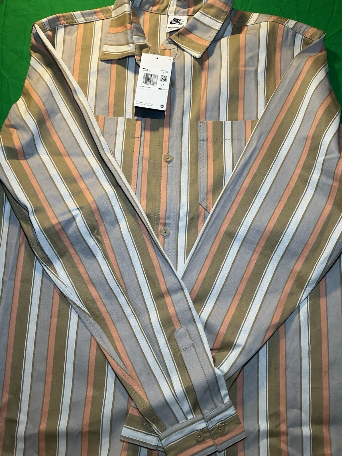 Nike SB HJ2906-297 Woven Long Sleeve Striped Shirt Men NWT LTT Large Tall