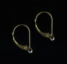 14K 16mm Fine Solid Yellow Gold Leverback Earring Findings Replacement Set ZN