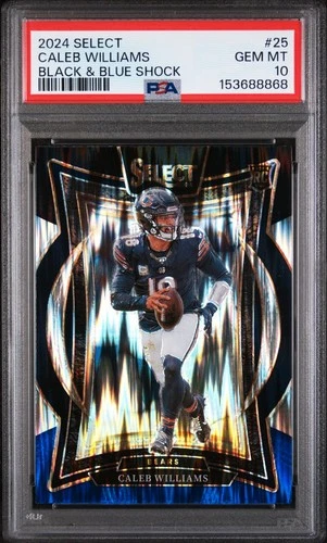 PSA 10 CALEB WILLIAMS ROOKIE CARD #25 BLACK & BLUE PRIZM RC 2024 PANINI SELECT