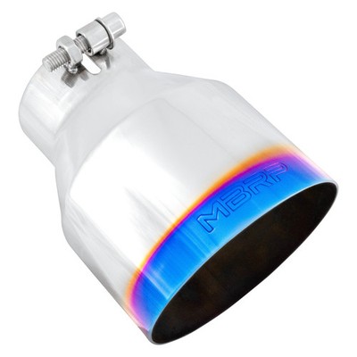 Exhaust Tip 304 SS Round Angle Cut Clamp-On Single-Wall Burnt Exhaust Tip 3''