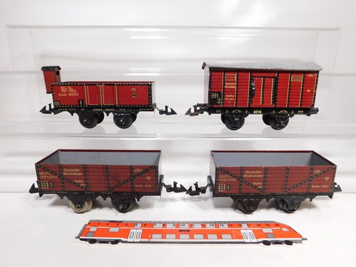 4x Bing GBN GB Spur 0 Blech Güterwagen DRG 5122 105102 G 105123 Stettin #DZ203-2 | Zustand: Gebraucht