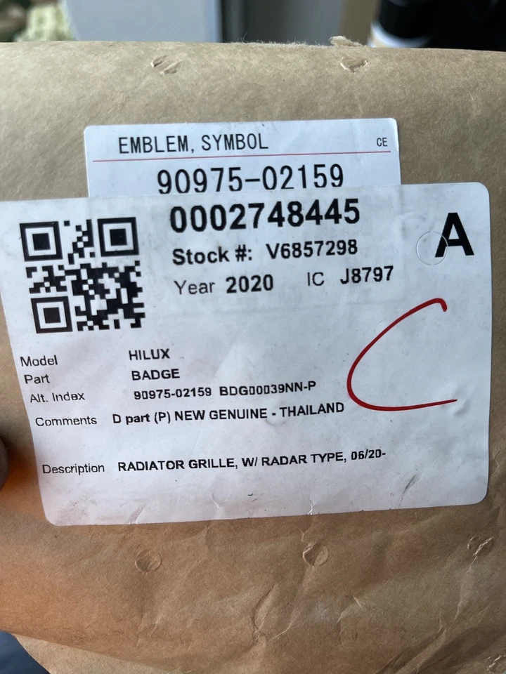 Genuine Toyota Hilux N80 front radar Logo emblem badge Part no 90975-02159/T2030 - image 2 of 2