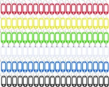 120 Pack Plastic Key Tags with Label Window ID Tag & Split Ring Keychain6 Colors